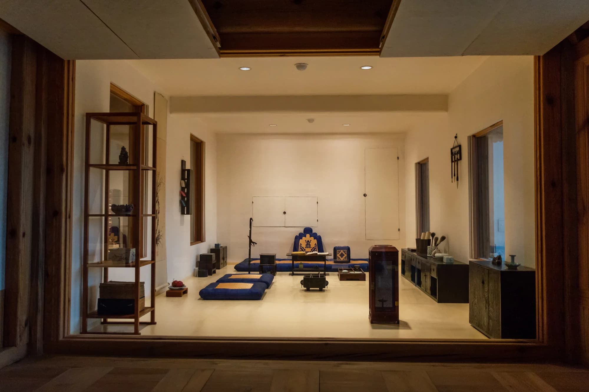 A traditional Korean room arranged for floor-level living at the National Museum of Korea